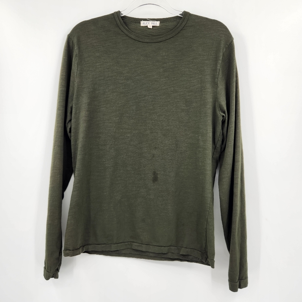 Alex Mill Standard Slub Crewneck Tee Mens Size Small Deep Olive Long Sleeve